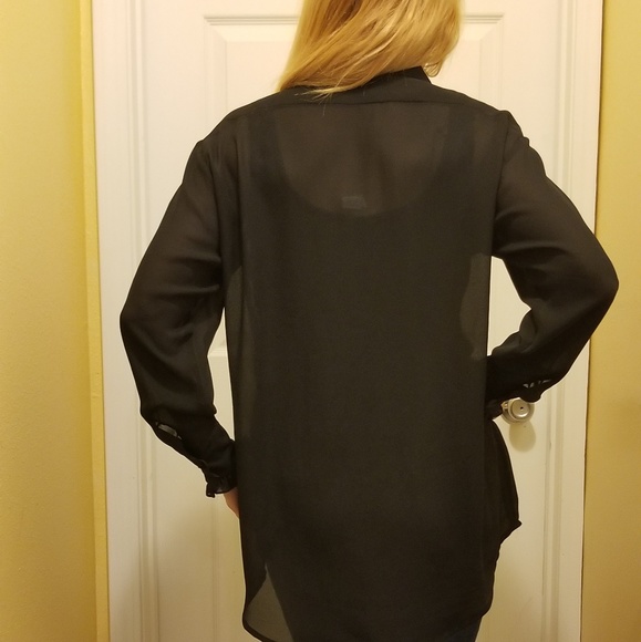 KENAR Sheer Oversized Formal Blouse w Ruffles Sz S - Picture 4 of 7